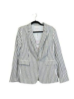 Avec Les Filles Womens Small Striped Blazer Jacket Nautical Office NWT